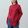 Red metal detail striped shirt
