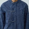 Blue metal detail striped shirt