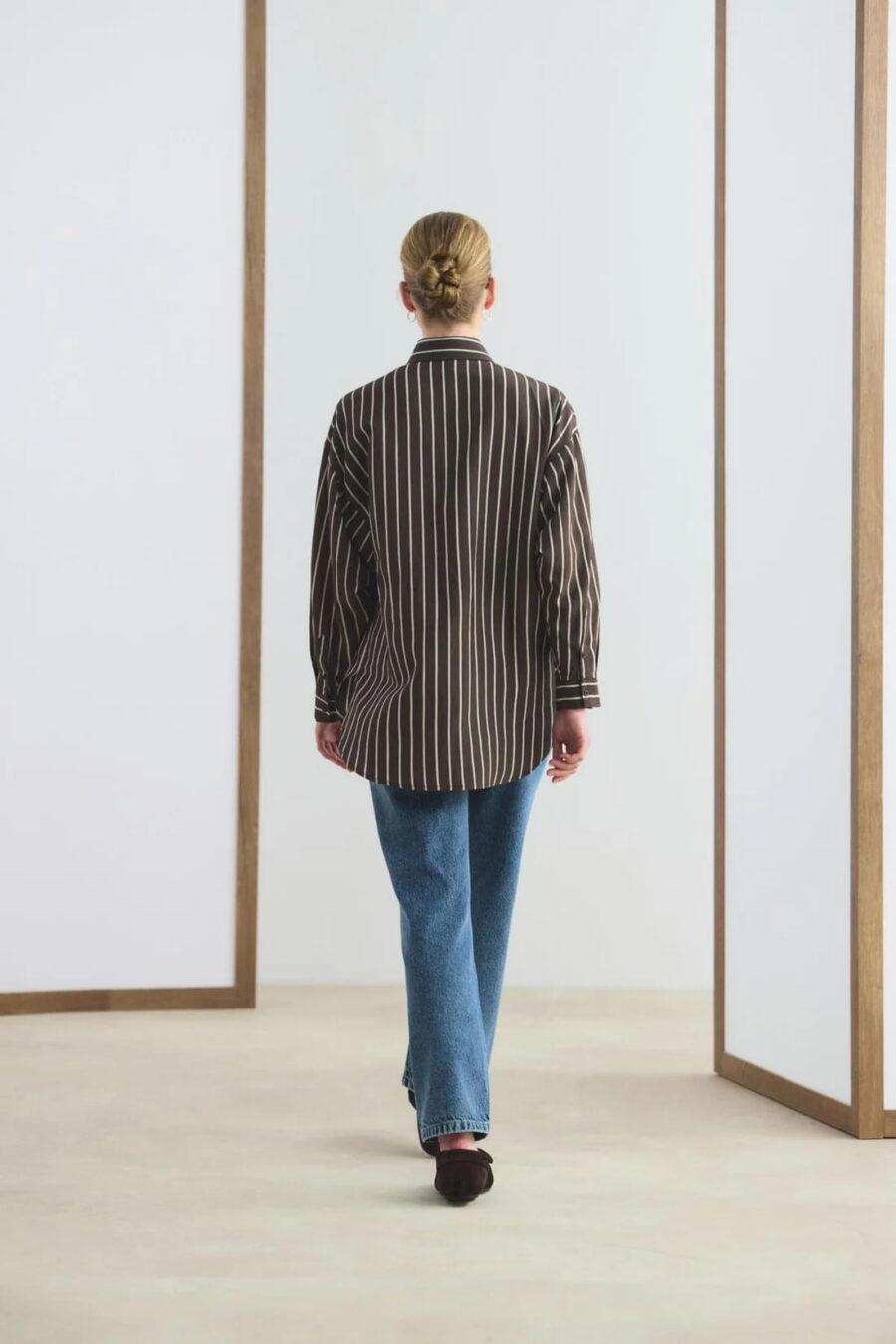 Bitter brown oversized striped shirt