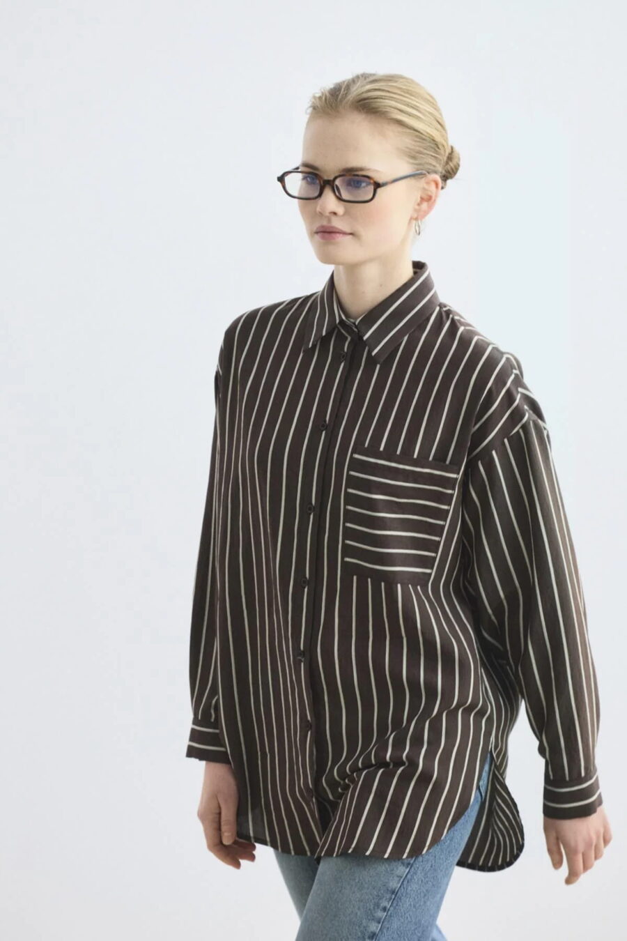 Bitter brown oversized striped shirt