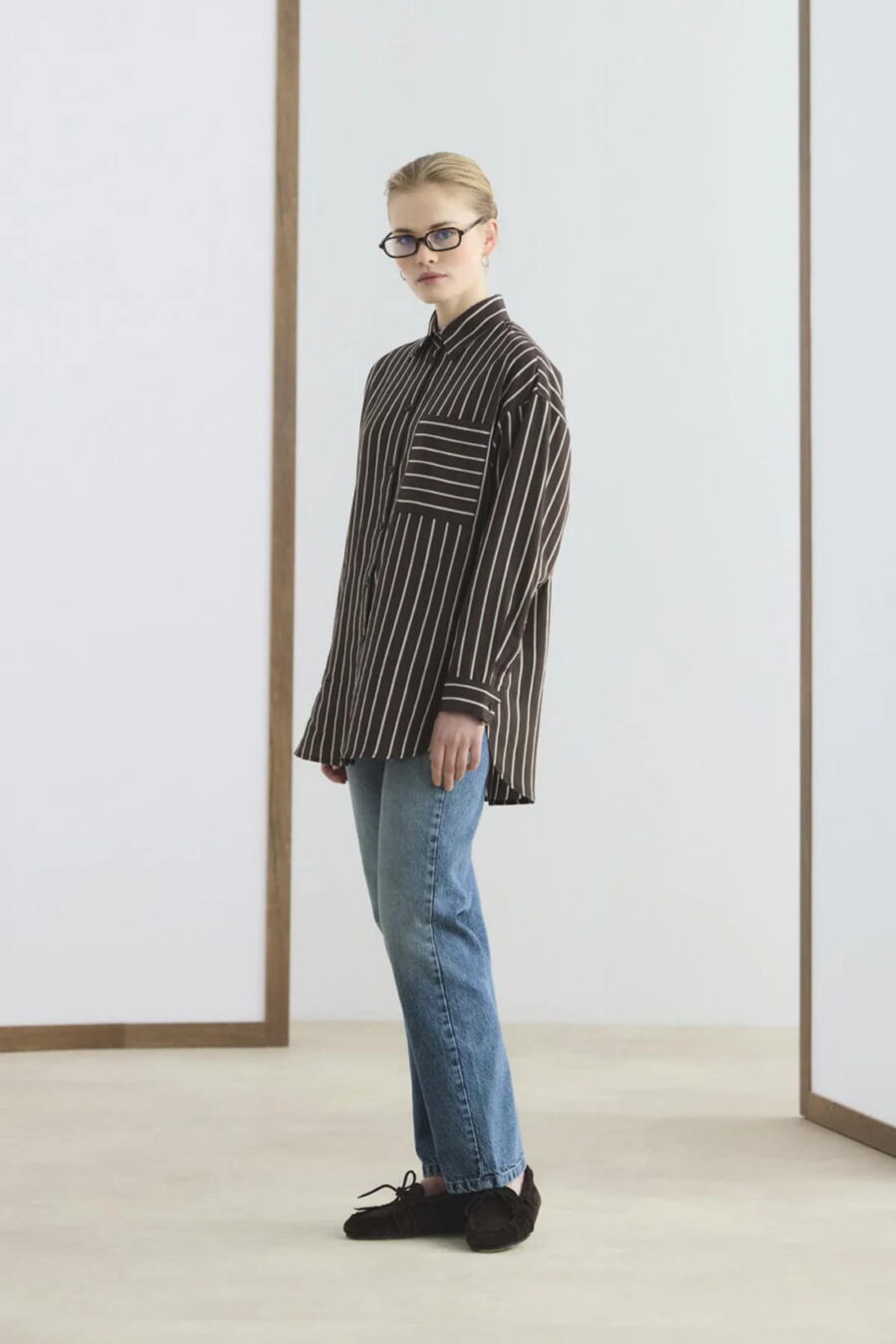 Bitter brown oversized striped shirt
