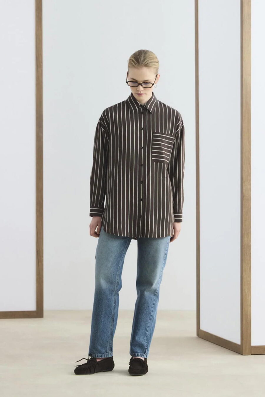 Bitter brown oversized striped shirt