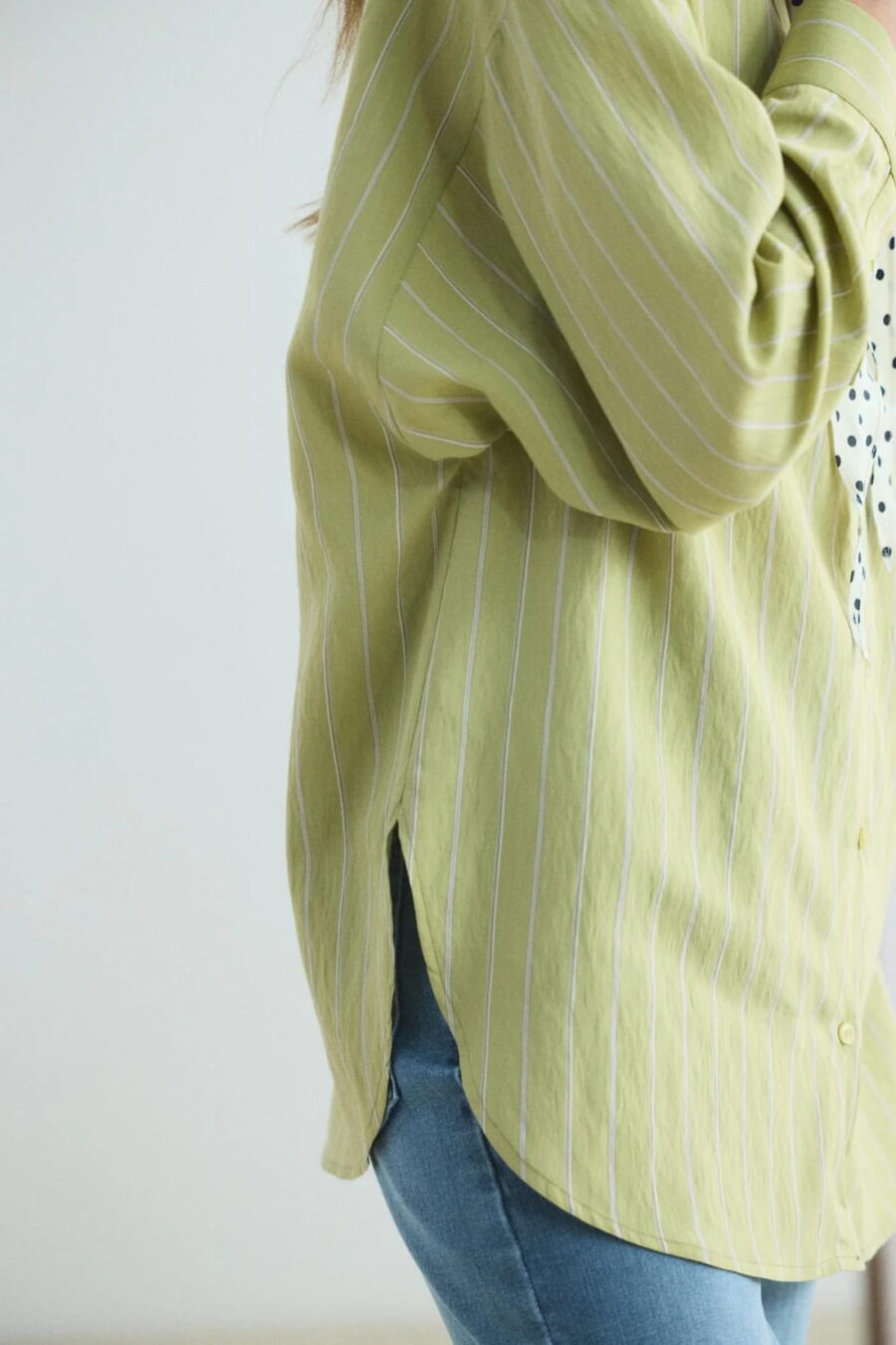 Olive oversized striped shirt