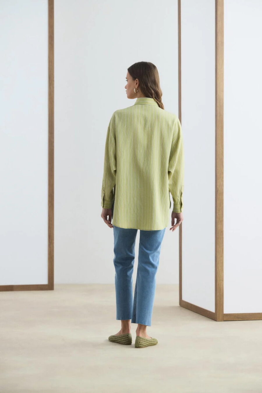 Olive oversized striped shirt