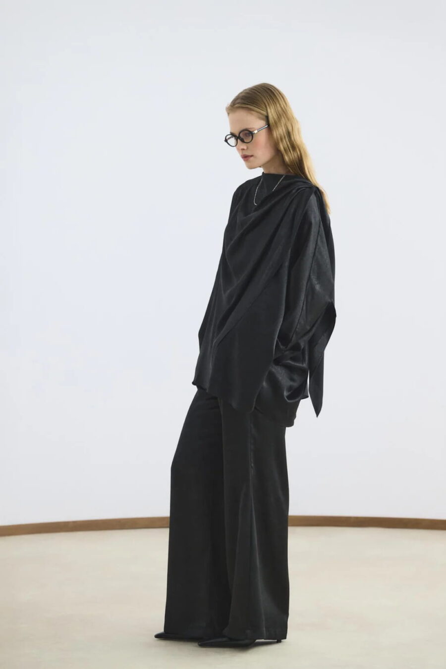 Black shawl collar detailed suit